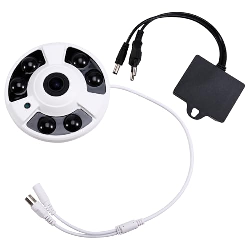 PpAaJK Cámara WLAN de 5 MP, objetivo ojo de pez, cámara panorámica, grabación de audio, detección de movimiento, enchufe UE