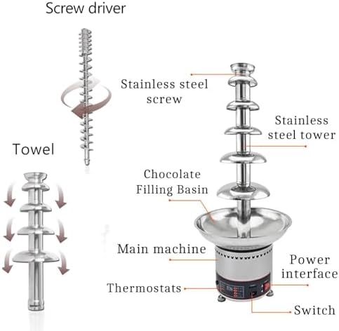 6-Tier Electric Chocolate Fountain Machine - Melts Chocolate, Cheese, Queso, Candy & Liqueur for Parties, Date Nights & House Events - Perfect for Entertaining and Celebrations!