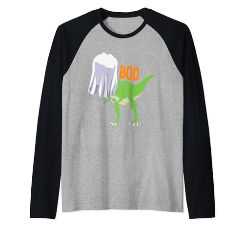 Fantasma dinosaurio T Rex Funny Boo Halloween Camiseta Manga Raglan