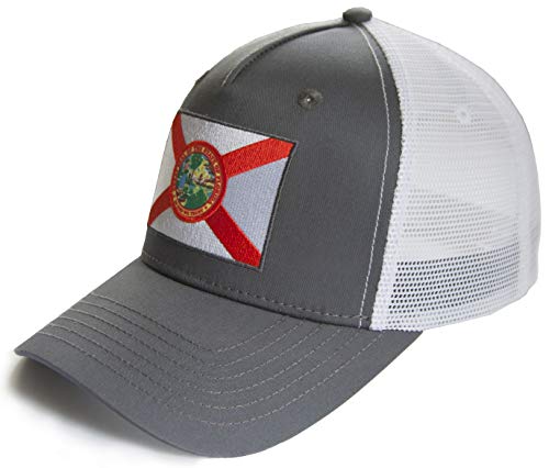 International Tie Grey Florida Hat For Men And Women - Florida State Flag Adjustable One Size Trucker Cap, Baseball, Snapback With An Embroidered Patch #TOP3