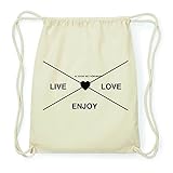 Maße 37x46,5cm JOllify ALTDORF BEI NÜRNBERG Hipster Turnbeutel Tasche Rucksack aus Baumwolle - Farbe: Natur – Design: Hipster Kreuz - Farbe: Natur