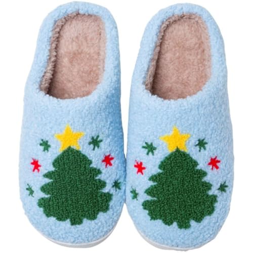 Christmas Slippers for Women Men Cute Santa Reindeer Graphic Soft Plush Fuzzy Cozy House Slippers Winter Warm Casual Comfy Indoor Outdoor Shoes Couples House Shoes2
