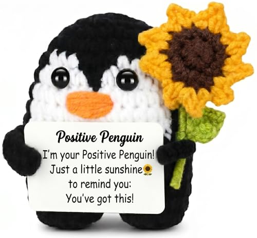 LYBHFCFC Handmade Crochet Sunflower Penguin Emotional Support Gift