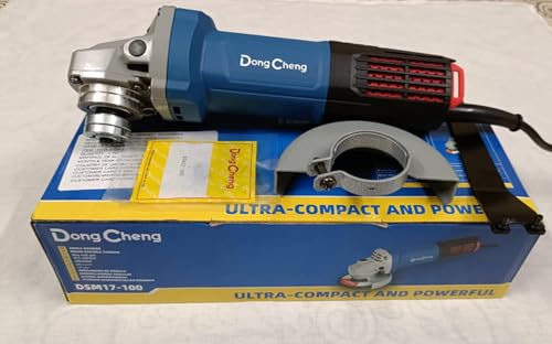 Image of DongCheng Angle Grinder | 1100W | 13000rpm | 100mm Wheel Diameter | Ultra-Slim Body | Extra Pair of Carbon Brush Included | Two Metal Cutting Wheel & One Pair Of Hand Gloves FREE | DSM17-100 |