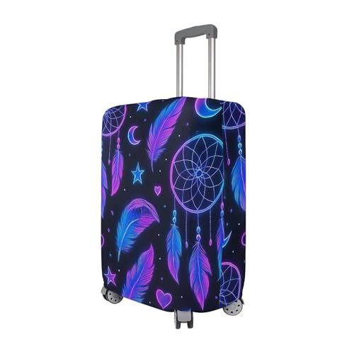 Joisal Luggage Cover for Suitcase Protector Trip Anti-scratch Funny Vacation Essentials Suitcase Sleeve Dreamcatchers Black Purple, S, Fits 18-20 Inch Case3