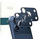 PRODELI For iPhone 17 Pro 専用 カメラフィルム アルミ合金製＋AR高透過率 一体型 耐衝撃 硬度9H キズ防止 高透過率 防爆裂 気泡ゼロ 強化ガラス 露出オーバー防止 アイフォン 17 プロ 用 レンズ 保護フィルム (ダークブルー/2枚入り)