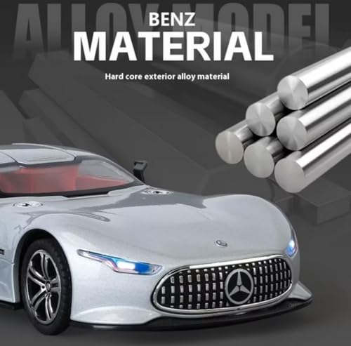 Image of Scale 1:24 Marcdes Vision AMG GT Future Alloy Diecast Pullback Metal Car Toy with Sound Light & Opening Doors - Best Gift Toy for Kids (1:24 Mercdes Vision AMG GT Future - Silver)