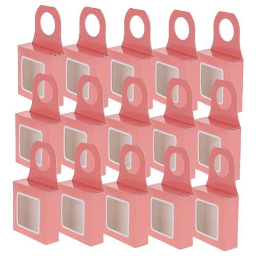 ULTECHNOVO 25 Piezas Caja de Plegable para Botella de Vino con Ventana Transparente y Gancho Colgante de Unidades Kraft Resistente para Decoración y Embalaje de