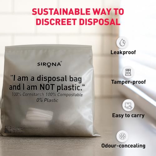 Image of Sirona Disposable Bags for Adult Diapers | Discreet, Locks In Odors, Leak-Proof Adhesive, Environmentally Friendly | Travel-Friendly Disposal Bags Pack of 30