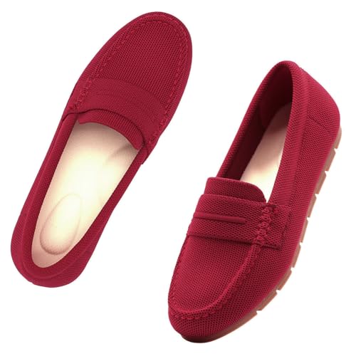 Image of Cvistpieo Loafers for Women Comfortable Dressy Casual Work Flats Lightweight & Breathable Slip On Walking Shoes Knit