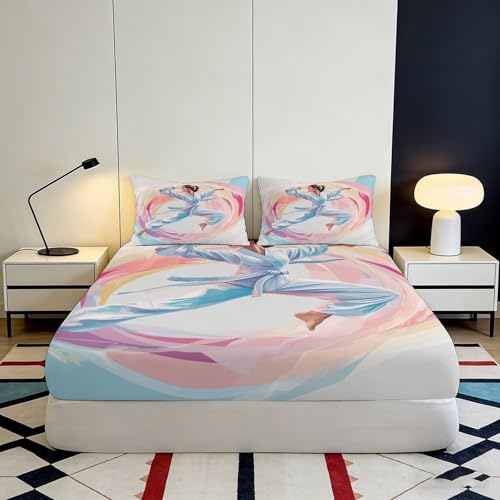 Housse de matelas karaté 90x200 microfibre drap lit imprimé 3D