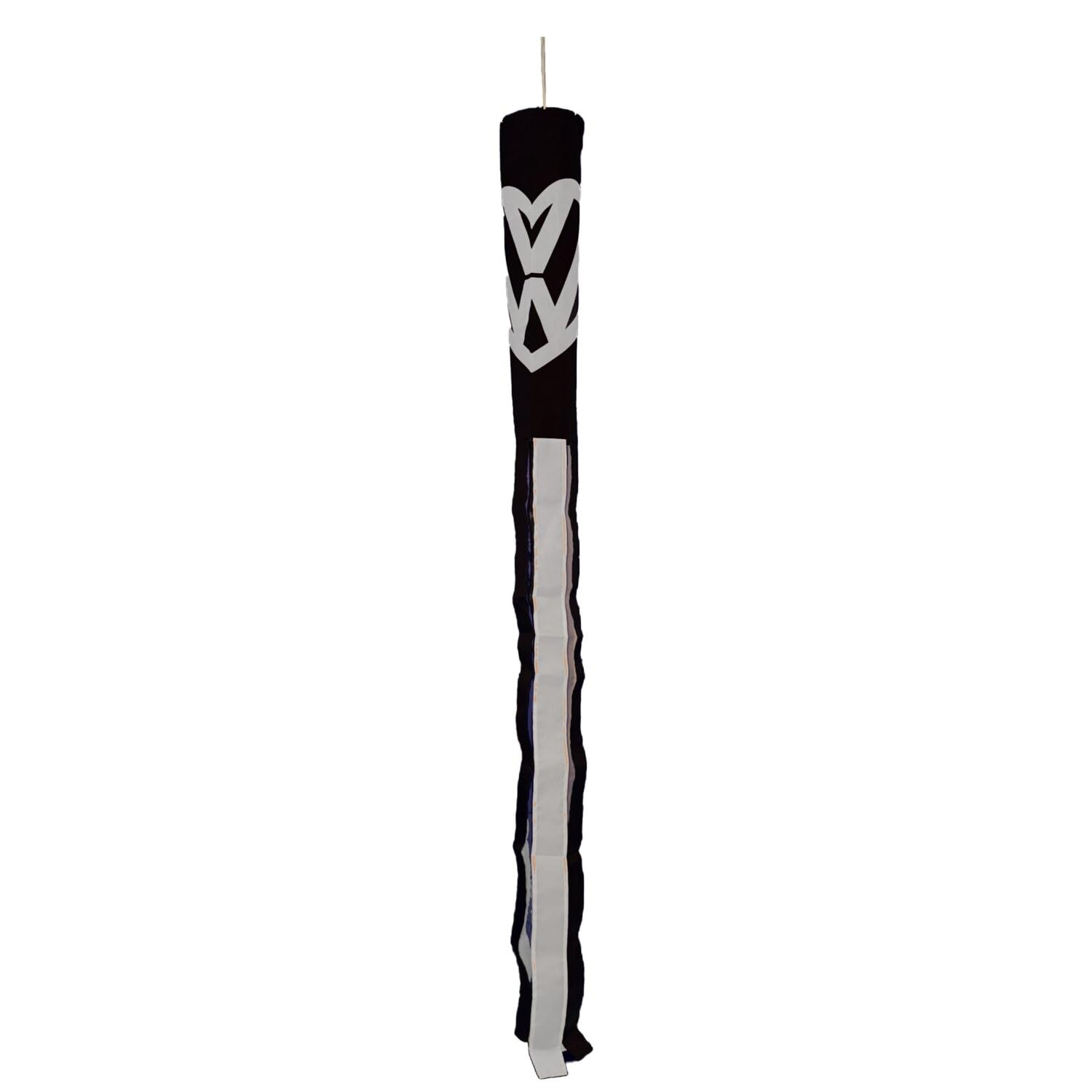 Flagtex VW Love Black White Windsock 150cm x 30cm Premium Polyester Garden Wind Sock | Volkswagen Campervan Outdoor Pole Display for Camping Festivals Events
