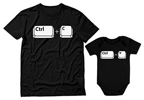 Image of Tstars Ctrl C Ctrl V Dad and Son Daughter Matching Shirts Copy Paste Fathers Day Dad Shirt and Baby Bodysuit Set