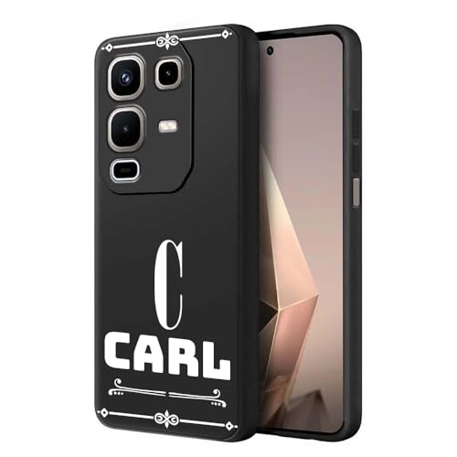 Image of Fashionury Back Cover Case for Infinix Note 50s 5G | Matte Soft Silicon Flexible | Camera Bump Protection | Customized Name with Your Phone Back Cover Black (Pattern 1)