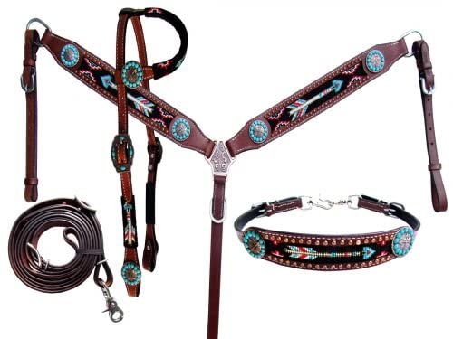 Showman Beaded Arrow Design Headstall, Breast...