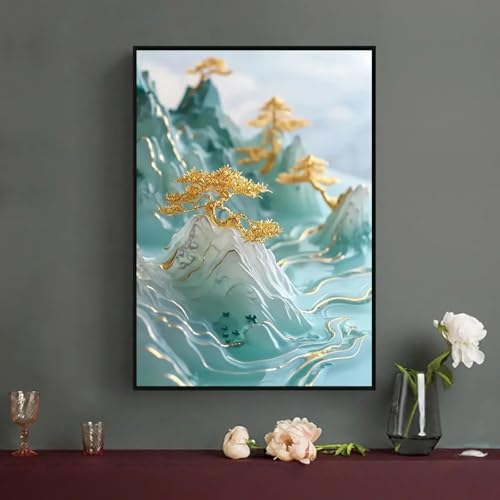 Peinture murale Golden Tree Mountain pour habiller un mur vide de bureau moderne