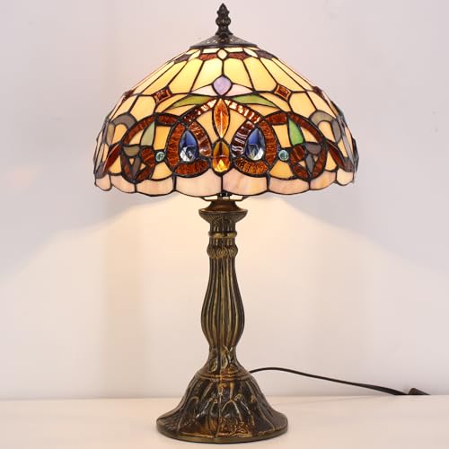 Image of WERFACTORY Tiffany Style Table Lamp Stained Glass Serenity Victorian Lamp