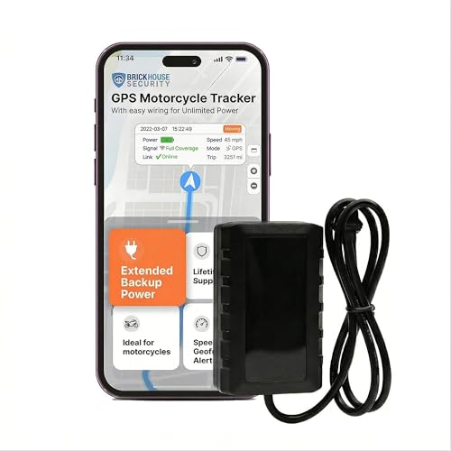 Brickhouse Security MotoTrack GPS Tracker Monitoring for Motorcycles ATVs & Watercraft Hardwired Tracking Device with Real Time Location & Geofence Alerts 4G Cellular GPS Subscription Required