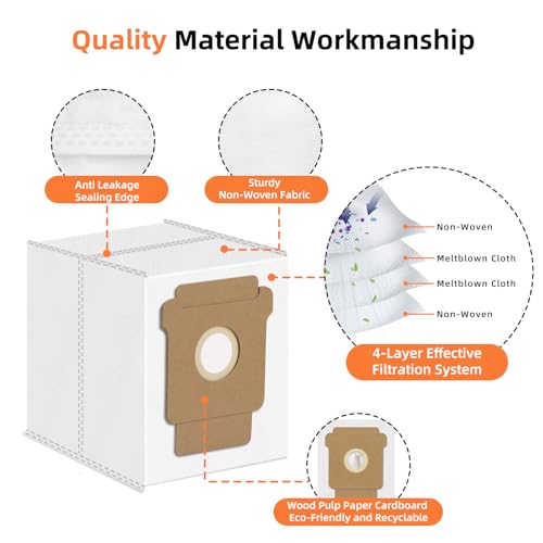 Image of 22 Pack 104 105 Replacement Vacuum Bags Compatible with iRobot Roomba 105X /415X /505X /106 /108 Combo, Plus 405 /504 /505 /507 Combo, 105 Vac /Max 705 Vac Clean Base Automatic Dirt Disposal Bags
