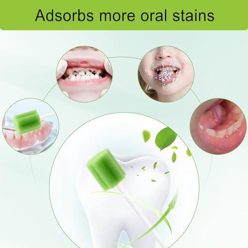 50x Mundpflegestäbchen Grün – Sterile Mundhygiene Schwamm-Tupfer zur Reinigung – Einweg Mundschwämme für die Pflege & Senioren – Sanfte Schaumstoff-Stäbchen für Mund & Zahnfleisch