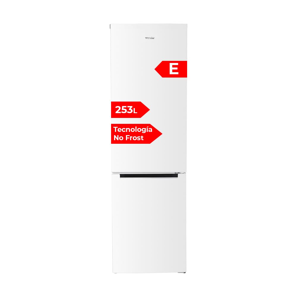 Wonder Frigorífico Combi Blanco, 2 Puertas WC185500ENF, Capacidad 253 Litros, No Frost, Multi Air Flow, Bajo Nivel Sonoro, Puerta Reversible, Clasificación Energética E