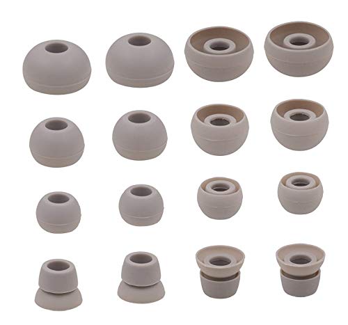 ALXCD Ear Tips for PB3 Powerbeats 3 Headphone, SML 3 Sizes 6 Pair Silicone Replacement Earbud Tips & 2 Pair Double Flange Ear Tips, Fit for Beats Powerbeats2 Pb3 [8 Pair](Gray)