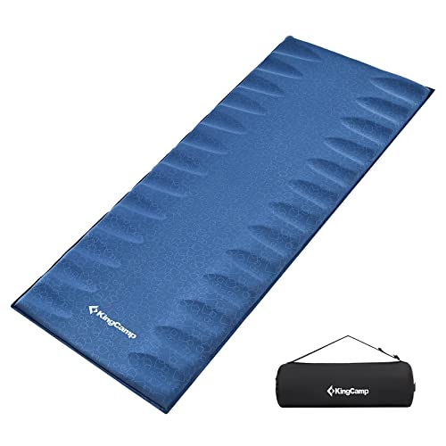 Image of KingCamp Sleeping Pad for Camping, Rollover Prevention Self Inflating Sleeping Pad Camping Mattress Foam Mat with Butterfly Edge Cut for Outdoor & Indoor, Tent Cot Car Backpacking, PVC Free