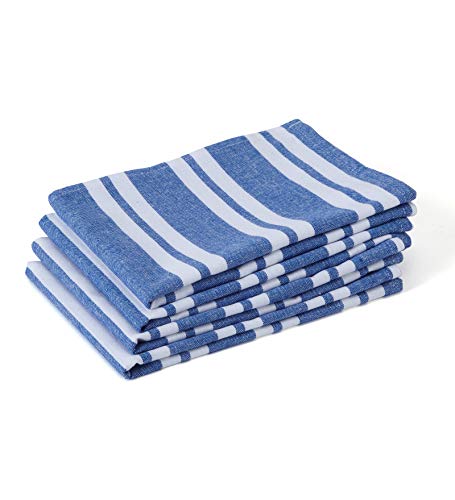 Encasa Homes Paños de Cocina X-Large 70 x 45 cm (Juego de 4 Piezas) Acabado Antibacteriano, algodón orgánico, Altamente Absorbente para la Limpieza de Platos - Franca Blue Stripes