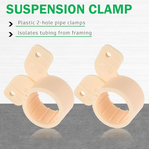 Image of Briwooody 50 Pack 3 /4 Inch PEX Suspension Pipe Clamps Tubing Supports for PEX, Copper, CPVC Pipe, Butterfly Style (Beige)