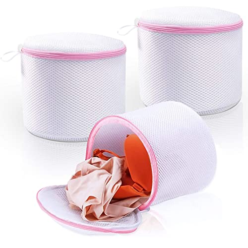 3 bolsas de lavado de sujetador para lavadora, malla de lavado de sujetador con cremallera oculta, reutilizable, bolsa de lavandería para sujetadores, ropa interior, calcetines