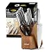 McCook MC35 Knife Sets,11 Pieces German Stainless Steel Hollow Handle Self Sharpening Kitchen Knife Set in Acacia Block