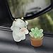 OYIXIO Cute Cows and Potted Plant Car Decoration, Fun Interior Accessory for Rearview Mirrors and Dashboard, Suitable for Women's Kawaii Cars Gifts