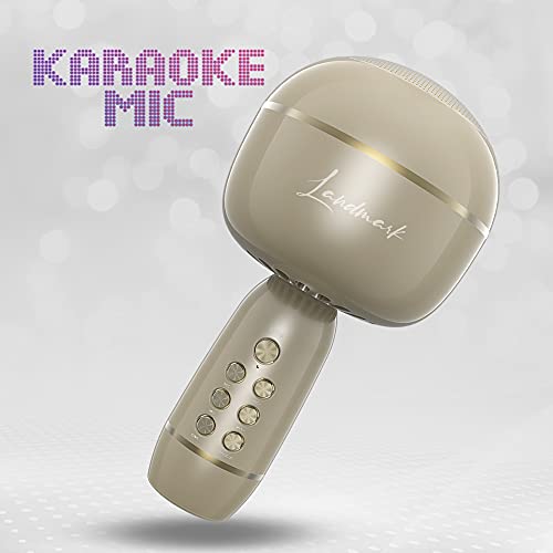 Image of LANDMARK LM BT1087 Chorus Handheld Wireless Singing Mic Multi-Function Bluetooth Karaoke Mic with Microphone Speaker, 6Hrs Playtime, Supports Micro Pin, TF Card & USB for All Smart Phones - Gold