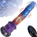 Sadodo Rose Realistischer Vibrator Dildo für Frauen mit Heizung,Klitoris 42 ℃ Beheizbarer Penis Vibratorn,Saugnapf Penis Analplug Sex Spielzeug für Anal Dildos Didloschwanz Männer Paare Sex Toy