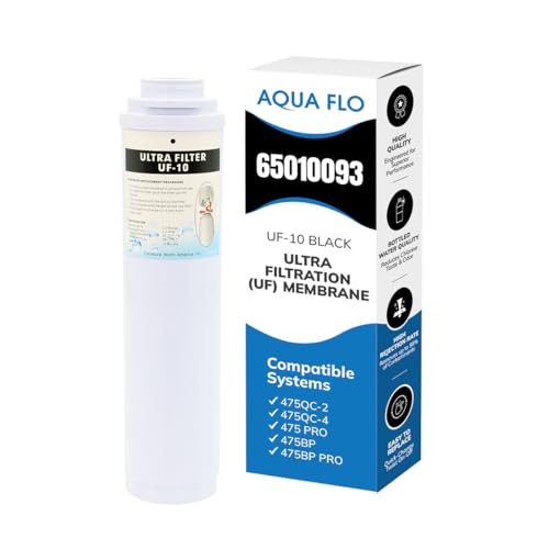 Aqua Flo 65010093 UF-10 Black Ultrafiltration Membrane Replacement for 475QC-3 Under Sink Water Filter Systems, Stage 3 Hollow Fiber UF Cartridge, 0.2 Micron Twist Lock Quick Change Zero Wastewater