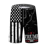 PAUFOGA Mens Swim Trunks for Men, Patriotic Black American Flag Mens Board Shorts Swimwear Bathing Suit with Mesh Lining, Funny Hawaii Quick Dry Beach Shorts for Men Swimming Trunks, Large