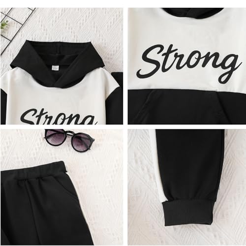 Image of Kids Boys Clothes Color Blocking Hoodie Sweatshirts and Pant 2Pcs Fall Outfits Set Size 5-10