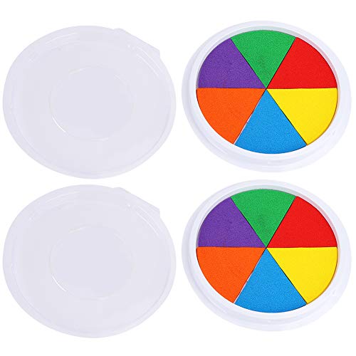 2 uds. Almohadillas de tinta lavables para manualidades de niños, almohadillas de tinta de arcoíris para sellos de goma, pigmento para impresión de dedos, pintura, papel de álbum de recortes Cover