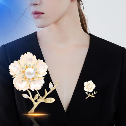 Image of Flower Brooch Pin Rhinestones Pearl Flower Brooches Floral Pin Jewelry for Women Girls