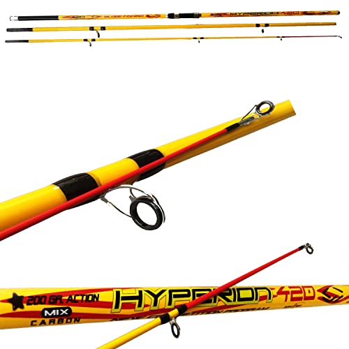 CANNA SURFCASTING HYPERION CANNA DA SURFCASTING DI OTTIMA QUALITÀ, RIPARTITA IN 3 SEZIONI AD INNESTO, LA VETTA RISULTA PARTICOLARMENTE SENSIBILE,DOTATA DI ANELLI IN PIETRA DURA TIPO DOPPIO PONTE PER UNA MIGLIORE FUORIUSCITA DEL FILO IN FASE DI LANCIO.