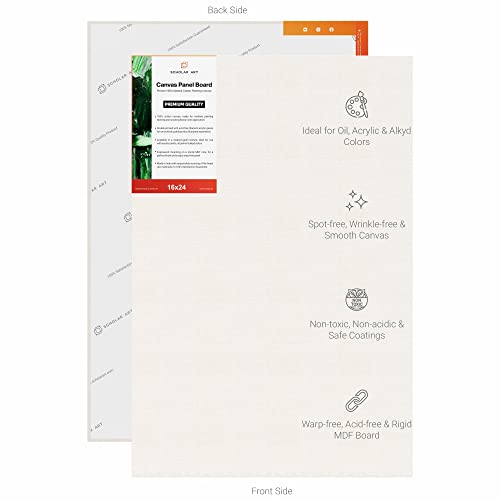 Image of Scholar Art Hobby Series 04 Oz (230 GSM) 100% Cotton Canvas Panel Board for Painting (White Blank Canvas Boards for Acrylic Paint, Oil Paint, Wet & Dry Media) | 16 inchx24 inch (40x60 cm), Pack of 6