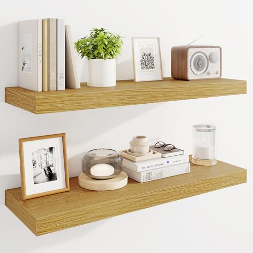 Marsmiles 30" Floating Shelves for Wall, Wooden Shelves with Invi...