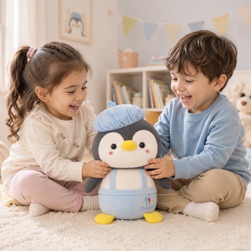 Image of Cute Penguin Soft Toy for Kids 30 cm | Ultra Soft Plush Stuffed Animal Teddy | Hugging Pillow Doll for Boys & Girls | Birthday Gift, Home Decor & Sleeping Companion (Blue)