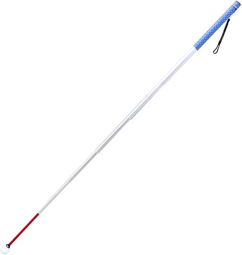 Bastón telescópico de aluminio con punta rodante de 11.0in a 59.1in, con 2 puntas (mango azul)