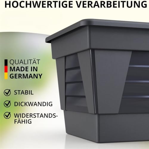 Plastard Blumenkasten 80 cm Anthrazit, Pflanzkasten, Balkonkasten – Ansicht 2