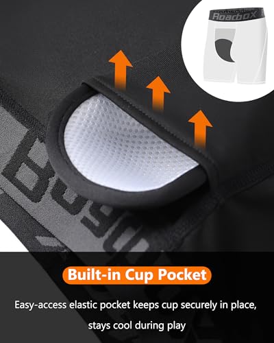 Roadbox Youth Boys Compression Shorts, Kids Baseball Cup Underwear Football Boxer Briefs with Soft Protective Athletic Cup2