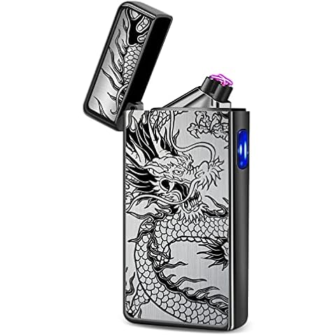 Electric Lighter Rechargeable USB Plasma Dual Arc Lighter Electronic Windproof Dragon Lighter Cool Flameless Cute Lighter for Candles,Indoor&Outdoor,Camping,Windy(New Black Dragon) Cover