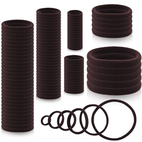 Élastiques à cheveux en coton doux marron préservant la fibre capillaire lot de 100