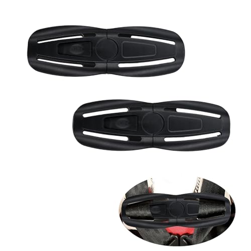 2 Pcs Seat Chest Harness Clip Seat Buckle Lock Stroller Chest Clip Universal Replacement for Baby and Kids Trend,Adjustable Guard (Black)