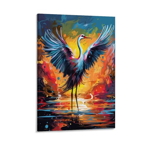 Tableau sur toile grue rouge pour raviver un mur blanc vide décoration murale 50x75